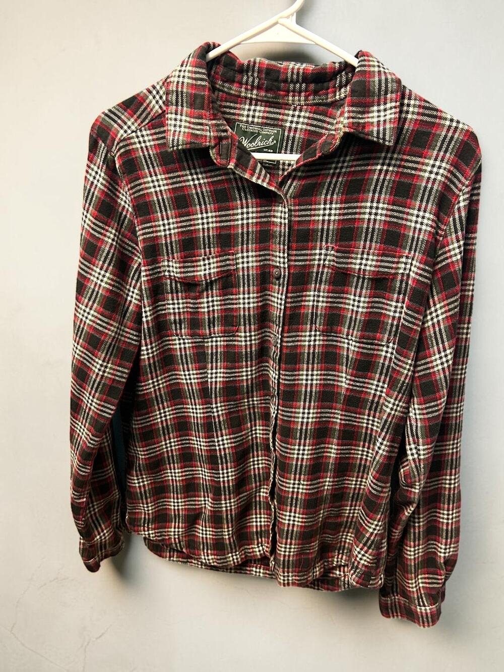 Woolrich Vintage Flannel Shirt Heritage Cabincore Black Red Plaid Womens Sz M